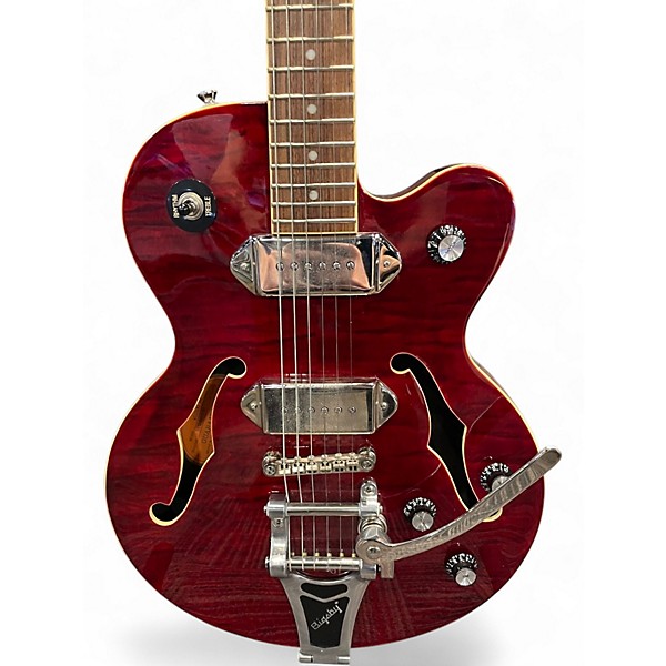 Used 2010s Epiphone Wildkat with Bigsby Wine Red Hollow Body Electric Guitar