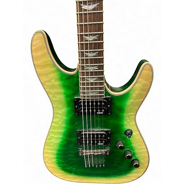 Used Schecter Guitar Research Omen Extreme 6 Green Solid Body Electric Guitar
