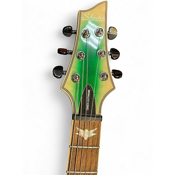 Used Schecter Guitar Research Omen Extreme 6 Green Solid Body Electric Guitar