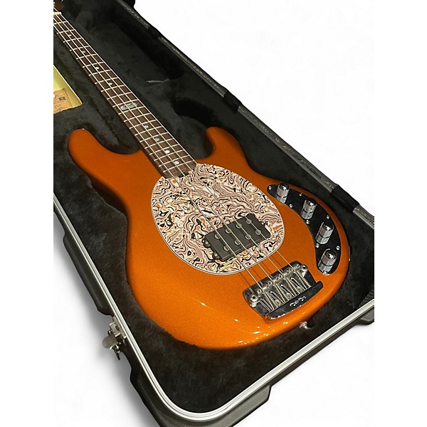 Used 2010s Ernie Ball Music Man USA Family Reserve Stingray 4 Metallic Orange Electric Bass Guitar