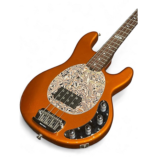 Used 2010s Ernie Ball Music Man USA Family Reserve Stingray 4 Metallic Orange Electric Bass Guitar