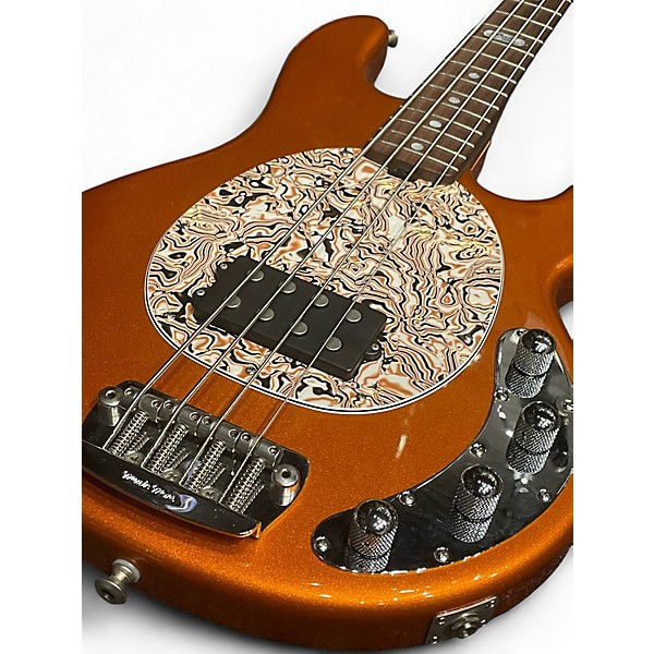 Used 2010s Ernie Ball Music Man USA Family Reserve Stingray 4 Metallic Orange Electric Bass Guitar