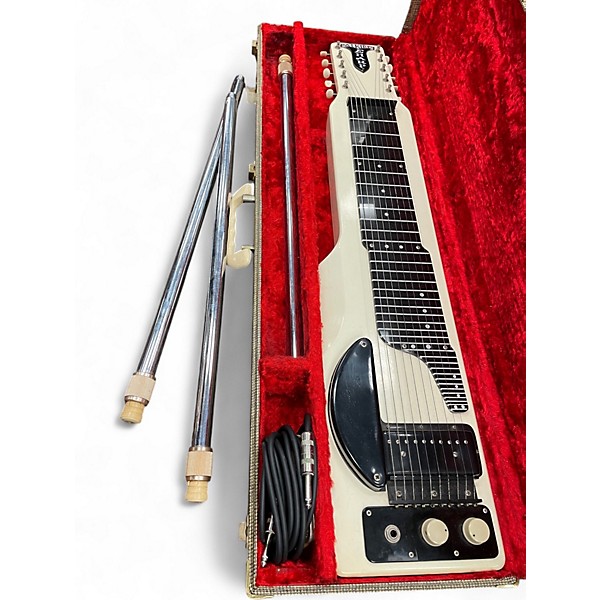 Vintage 1960s Alkire E Harp 10 string steel Antique White Lap Steel