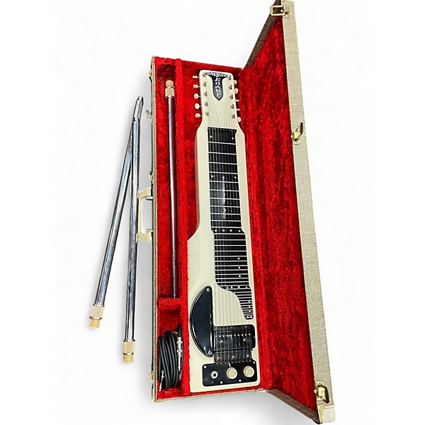 Vintage 1960s Alkire E Harp 10 string steel Antique White Lap Steel