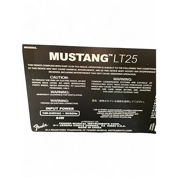 Used Fender Mustang LT25 25W 1x8 Guitar Combo Amp