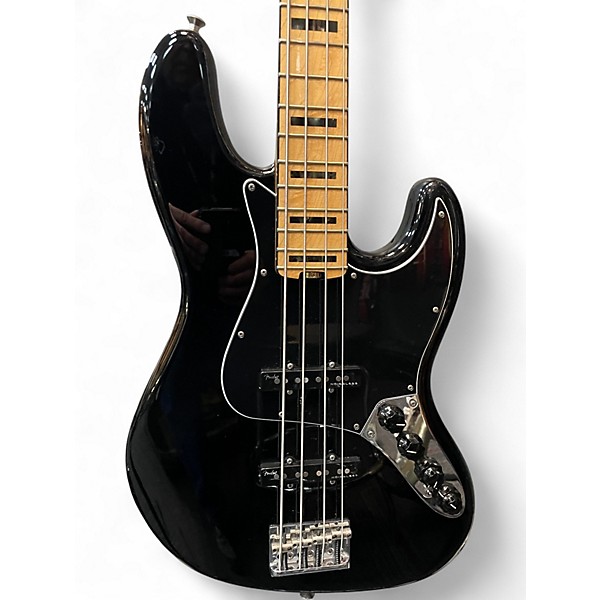 Used Fender American Elite Jazz Bass Black Electric Bass Guitar