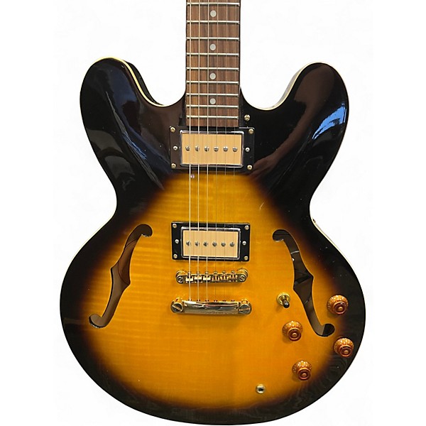 Used Epiphone Dot Deluxe Flametop 2 Color Sunburst Hollow Body Electric Guitar