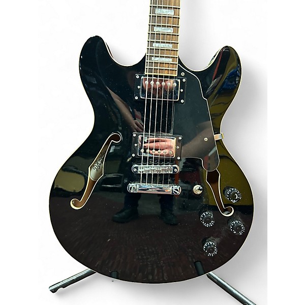 Used D'Angelico Premier Series DC Black Hollow Body Electric Guitar