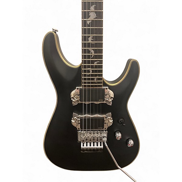 Used Schecter Guitar Research Damien Platinum Black Solid Body Electric Guitar