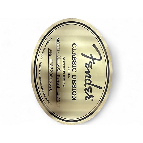 Used Fender CD-60S LH Dreadnought  Natural Acoustic Guitar