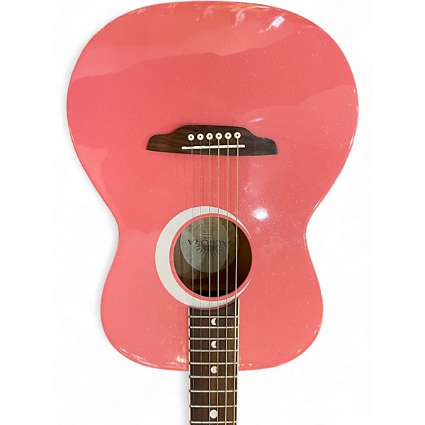 Used Aurora AR BOR Pink Acoustic Guitar