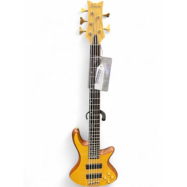 Used Schecter Guitar Research Diamond Passive Custom Active 5 String Natural Electric Bass Guitar