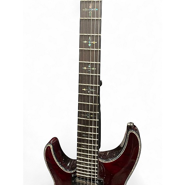 Used Schecter Guitar Research Hellraiser C1 Floyd Rose Sustaniac Chrome Red Solid Body Electric Guitar