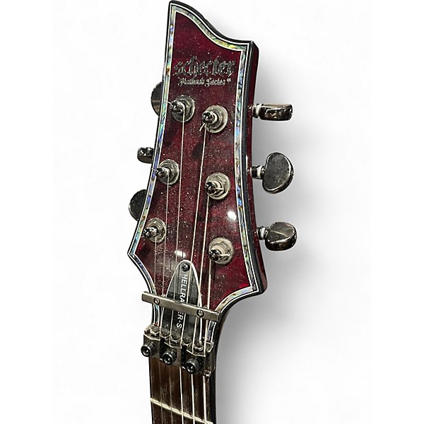 Used Schecter Guitar Research Hellraiser C1 Floyd Rose Sustaniac Chrome Red Solid Body Electric Guitar