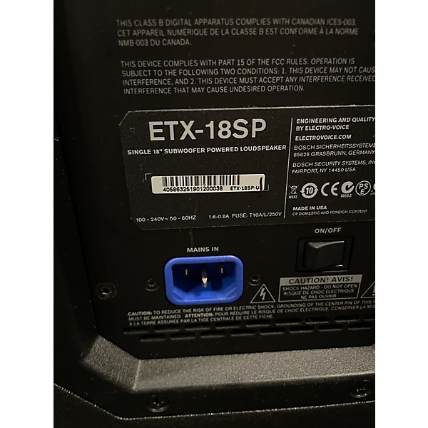Used Electro-Voice ETX18SP Powered Subwoofer