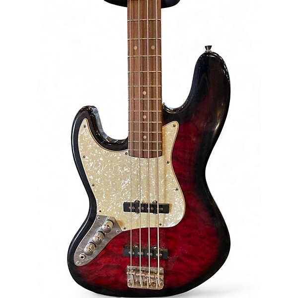 Used SX VINTAGE SERIES JAZZ BASS Trans Red Electric Bass Guitar