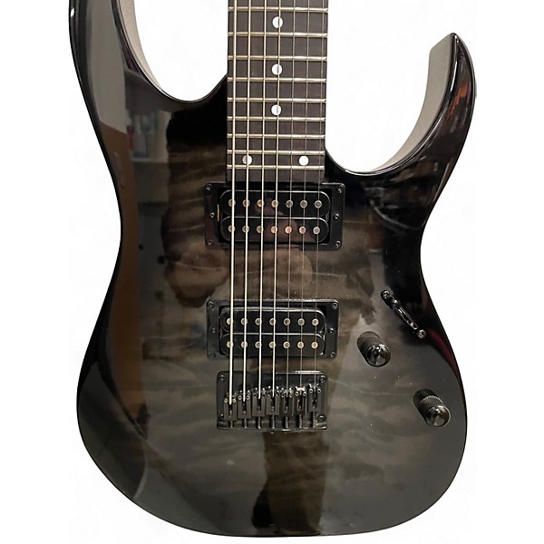 Used Ibanez GRG7221QA Trans Black Solid Body Electric Guitar