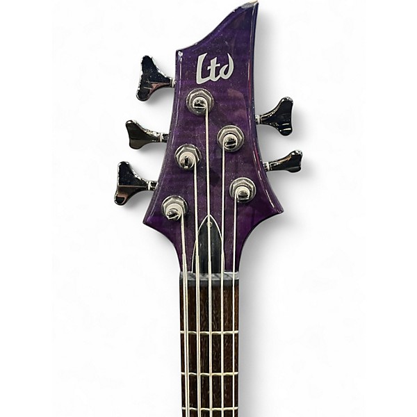 Used ESP LTD F155DX 5 String Purple Electric Bass Guitar