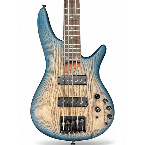 Used Ibanez SR605E 5 String Cosmic Blue Stardust Electric Bass Guitar