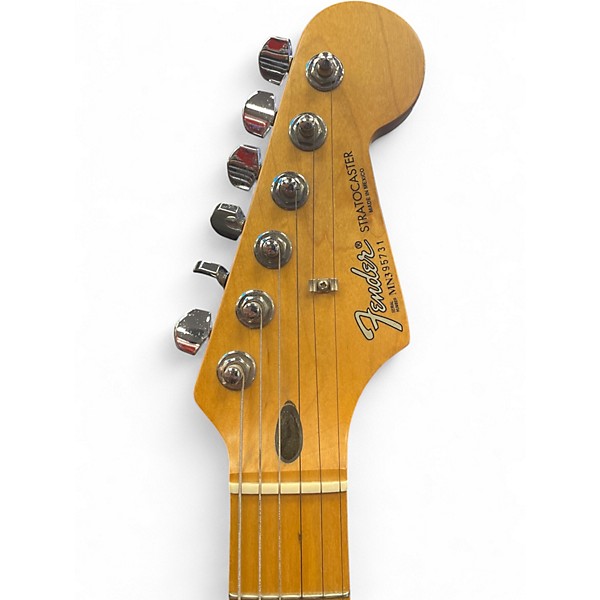 Vintage 1993 Fender Standard Stratocaster Black and White Solid Body Electric Guitar