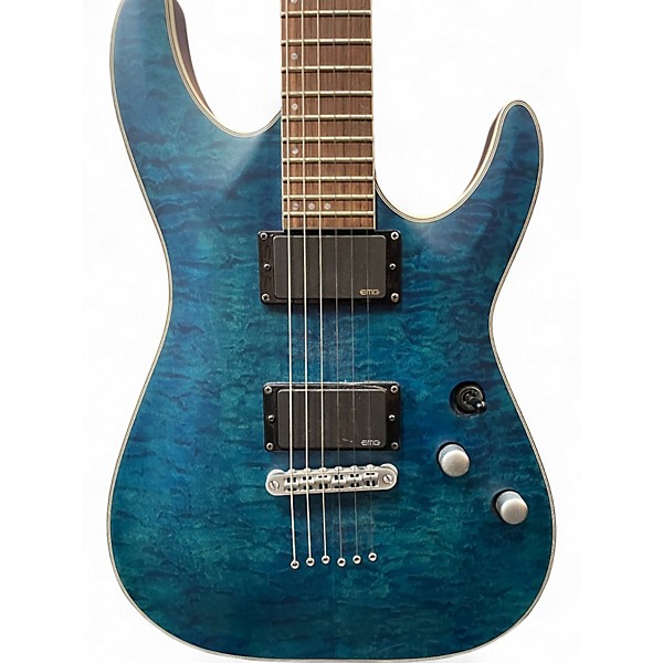 Used Schecter Guitar Research C1 Platinum SATIN TRANSPARENT MIDNIGHT BLUE Solid Body Electric Guitar