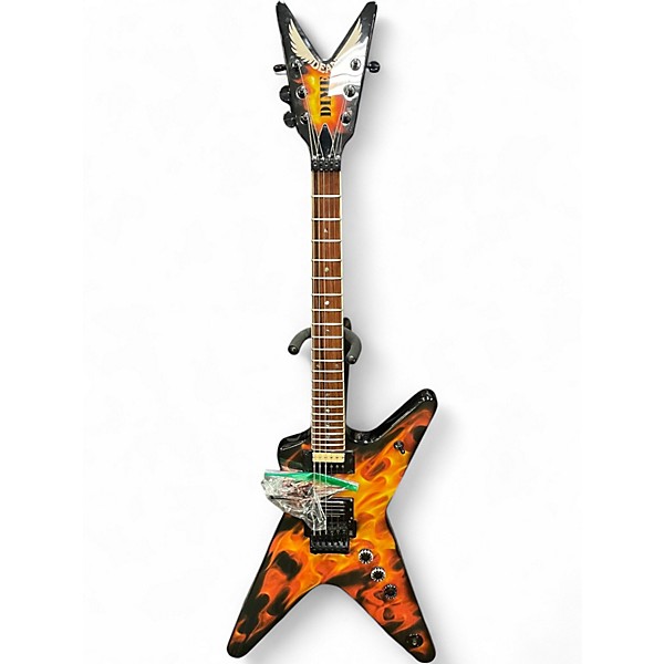 Used Dean Dime-O-Flame Flame on Black Solid Body Electric Guitar