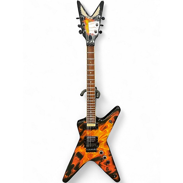 Used Dean Dime-O-Flame Flame on Black Solid Body Electric Guitar