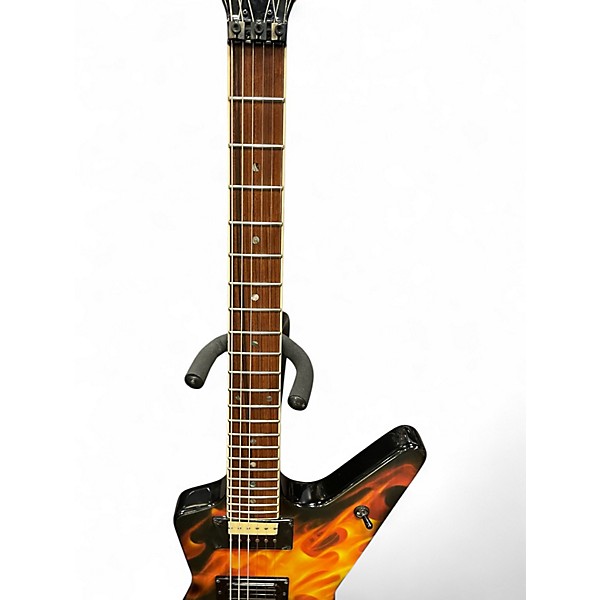 Used Dean Dime-O-Flame Flame on Black Solid Body Electric Guitar
