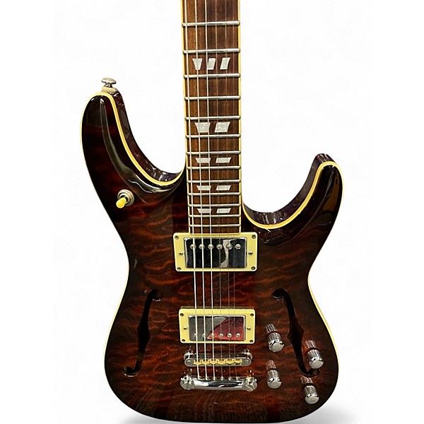Used Schecter  C1EA Tiger Eye Hollow Body Electric Guitar