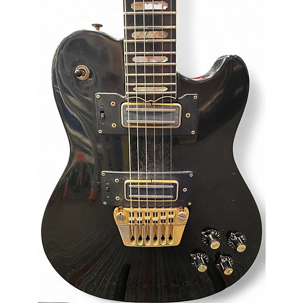 Vintage 1970s Ovation UK II Black Solid Body Electric Guitar