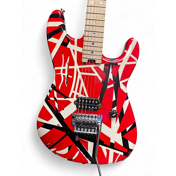 Used EVH EVH STRIPED SERIES Red with Black and White Stripes Solid Body Electric Guitar