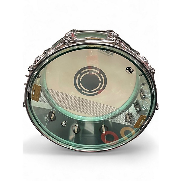 Used DW 14in Design Series Acrylic Snare Drum Sea Glass Drum