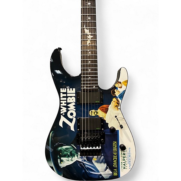 Used ESP LTD Kirk Hammett Signature White Zombie Custom Graphic Solid Body Electric Guitar