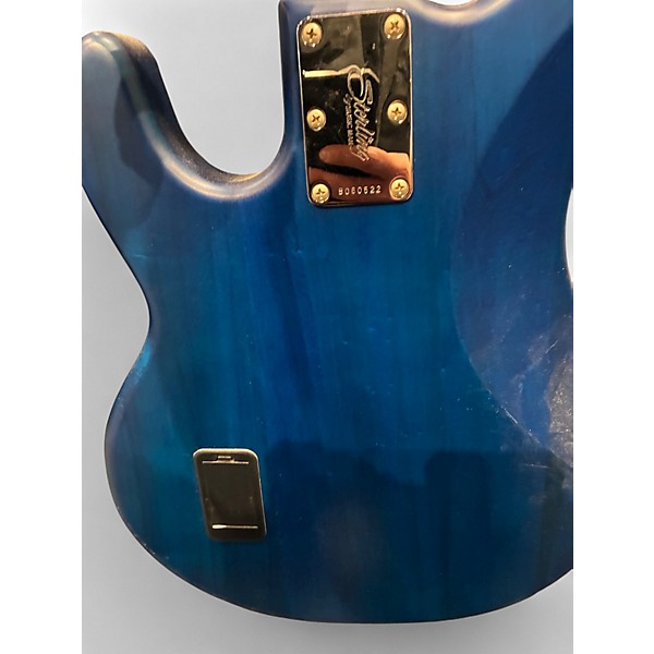 Used Sterling by Music Man Sub 4 Blue Electric Bass Guitar
