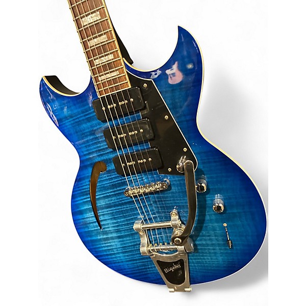 Used Reverend Manta Ray 390 Blue Hollow Body Electric Guitar