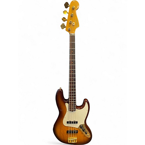 Used 2021 Fender 75th Anniversary Commemorative American Jazz Bass 2 Color Bourbon Burst Electric Bass Guitar