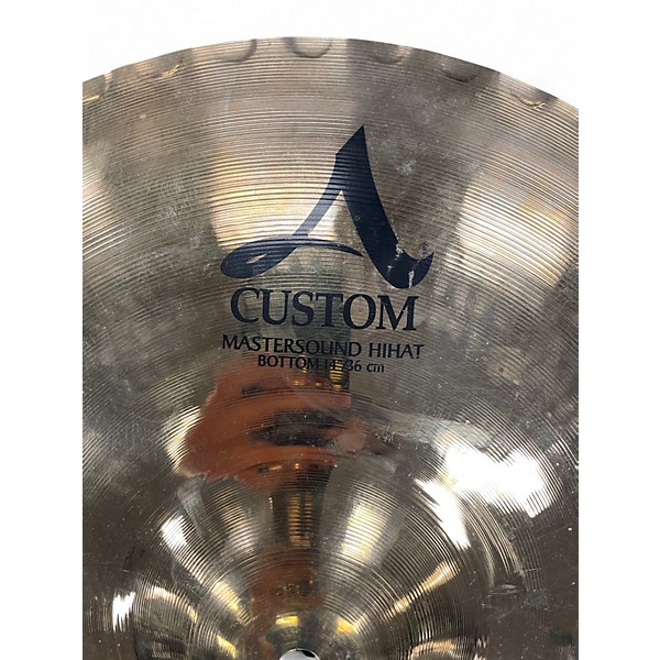 Used Zildjian 14in A Custom Mastersound Hi Hat Pair Cymbal