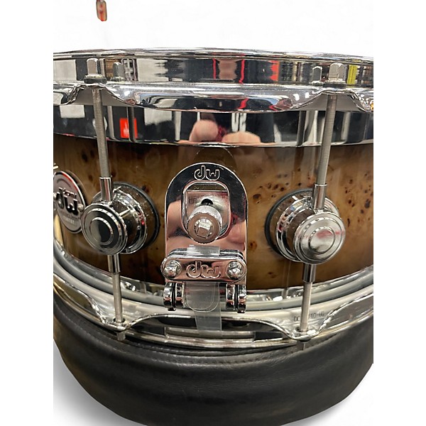 Used DW 6.5X14 Collector's Series Exotic Edge Snare Mapa Burl Candy Burst Drum