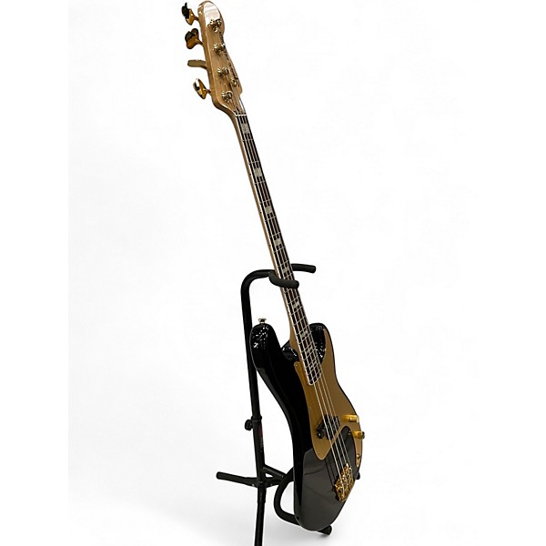 Used 2022 Squier 40th Anniversary Precision Bass Gold Edition Black Electric Bass Guitar