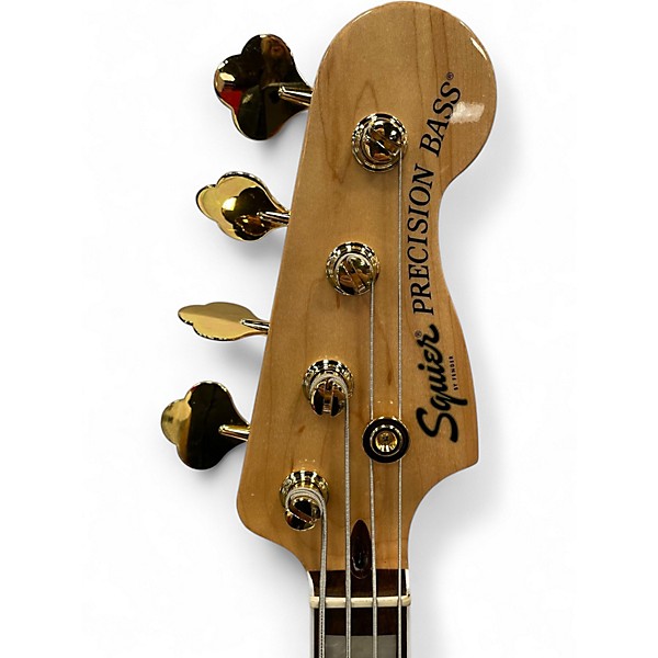Used 2022 Squier 40th Anniversary Precision Bass Gold Edition Black Electric Bass Guitar