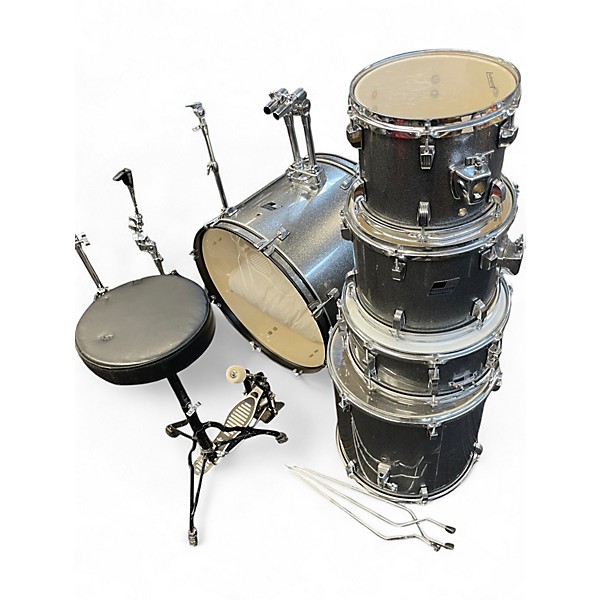 Used Ludwig 5 Piece backbeat complete Silver Sparkle Drum Kit