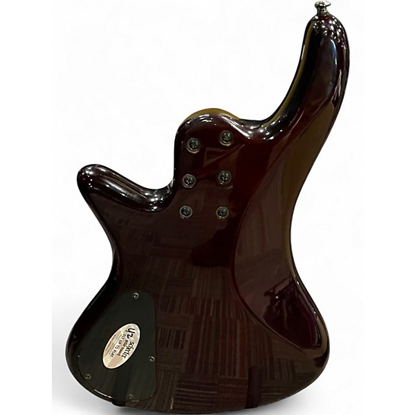 Used Schecter Guitar Research Stiletto Extreme 5 String Crimson Red Trans Electric Bass Guitar