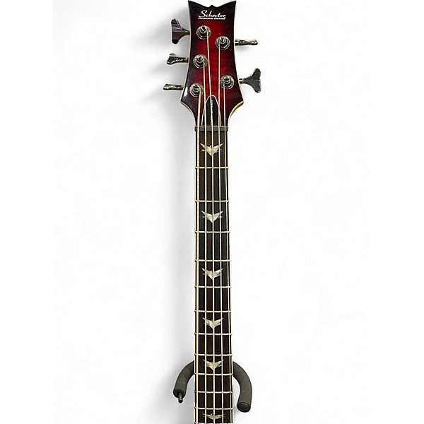 Used Schecter Guitar Research Stiletto Extreme 5 String Crimson Red Trans Electric Bass Guitar