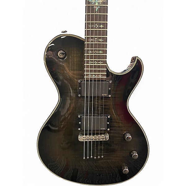 Used Schecter Guitar Research Damien Elite Solo Trans Black Solid Body Electric Guitar