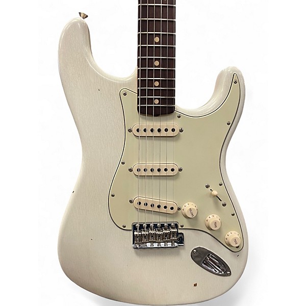 Used Fender 1963 Aged Custom Shop Journeyman Stratocaster Aged Relic Oly Olympic White Solid Body Electric Guitar