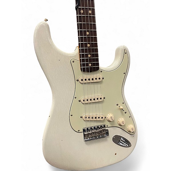 Used Fender 1963 Aged Custom Shop Journeyman Stratocaster Aged Relic Oly Olympic White Solid Body Electric Guitar