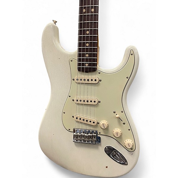 Used Fender 1963 Aged Custom Shop Journeyman Stratocaster Aged Relic Oly Olympic White Solid Body Electric Guitar