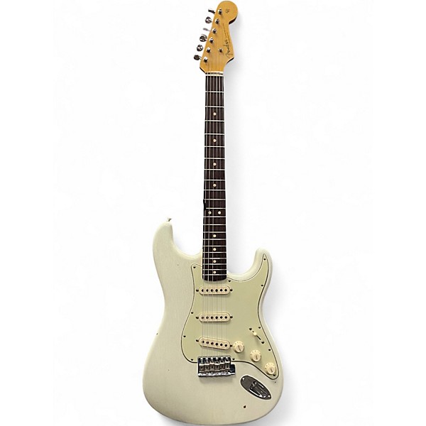 Used Fender 1963 Aged Custom Shop Journeyman Stratocaster Aged Relic Oly Olympic White Solid Body Electric Guitar