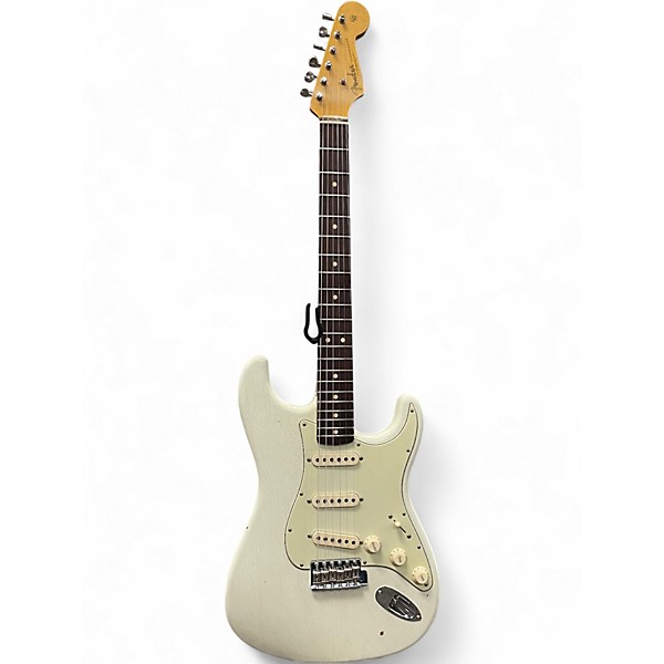 Used Fender 1963 Aged Custom Shop Journeyman Stratocaster Aged Relic Oly Olympic White Solid Body Electric Guitar