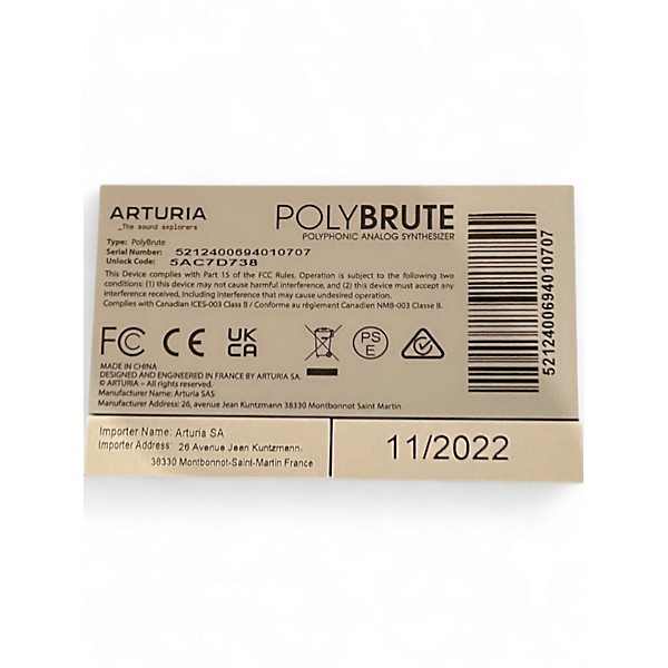 Used Arturia Polybrute Noir 6 Synthesizer